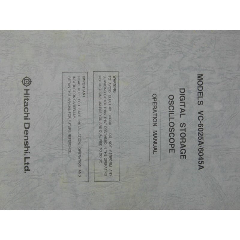 digital storage oscilloscope operation manual for Hitachi VC-6025A & VC-6045A