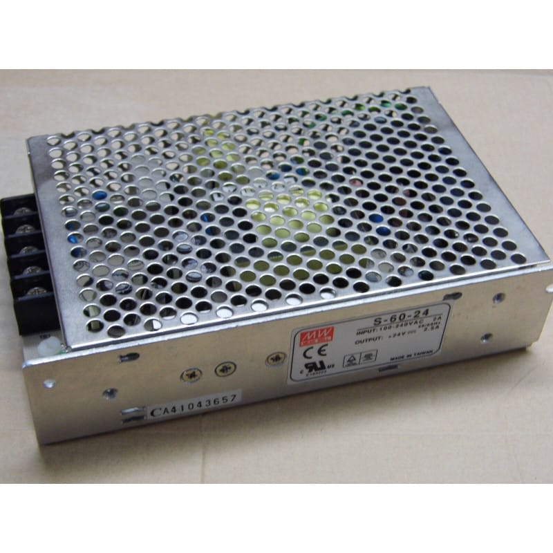 alimentation MeanWell S-60-24 power supply,in 100-240 Vac,out 60w max 24Vdc 2.5A