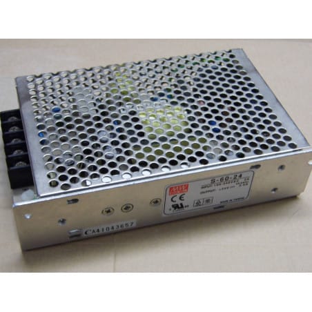 alimentation MeanWell S-60-24 power supply,in 100-240 Vac,out 60w max 24Vdc 2.5A