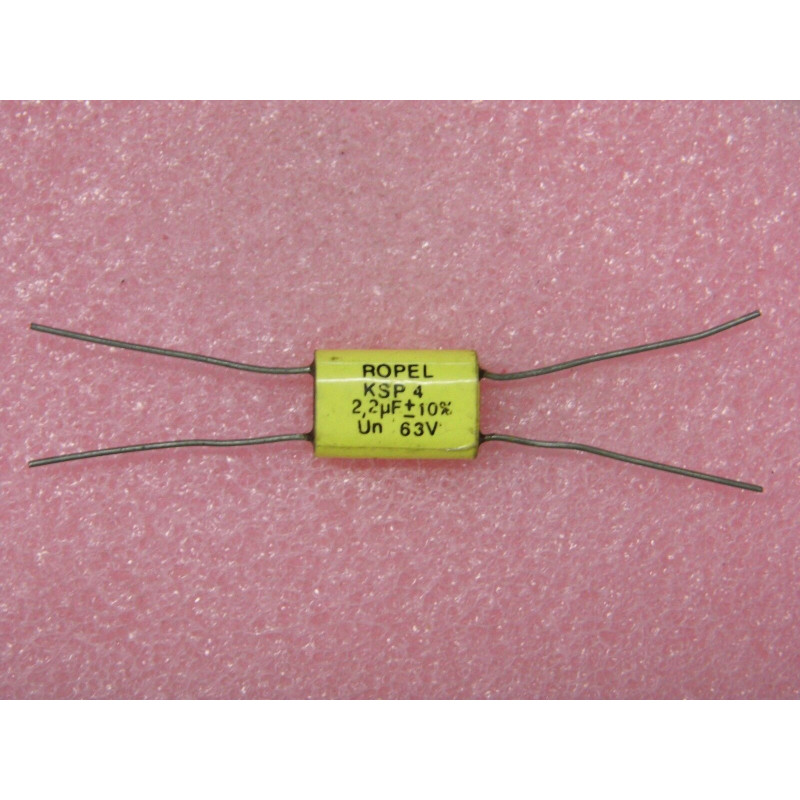 Lot x5 : Capacitor condo condensateur 2.2µF 63v 10% ROPEL KSP4 axial (4 pattes)