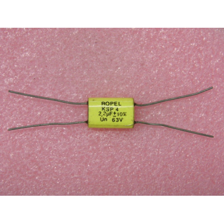 Lot x5 : Capacitor condo condensateur 2.2µF 63v 10% ROPEL KSP4 axial (4 pattes)