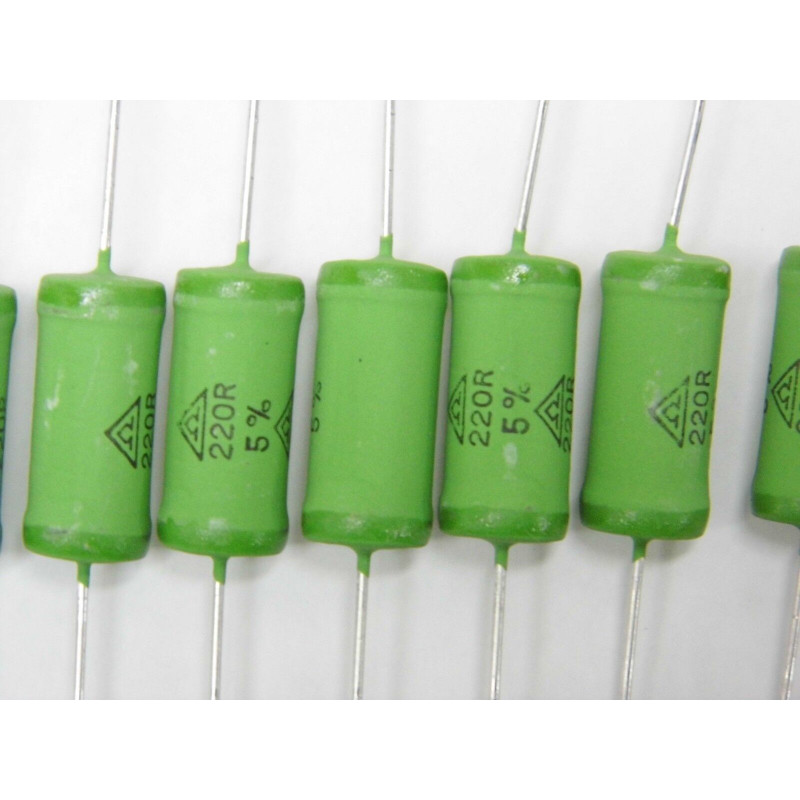 Lot x10 - Resistor Résistance de 3 ou 4W 220R / 220 ohms 5% WK8 de Draloric