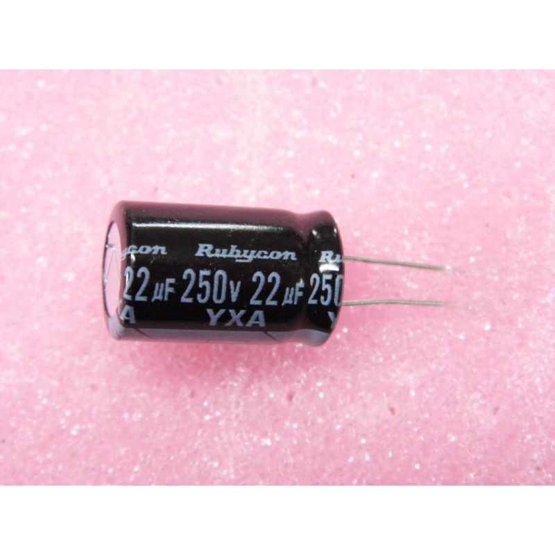 Lot x4 - capacitor condo condensateur chimique 250v 22µF 22uF 22MF rubycon 105°C