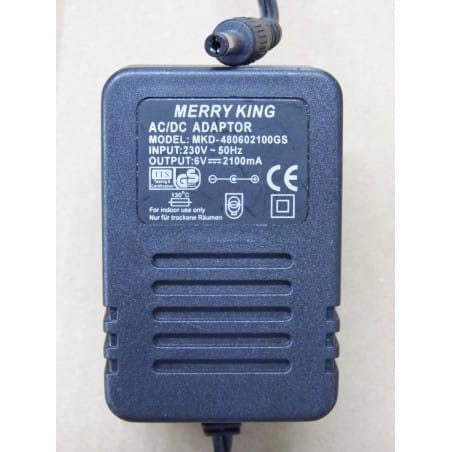 alimentation Merry King 6v DC 2100mA 2.1A MKD-480602100GS (in 230v 50Hz)