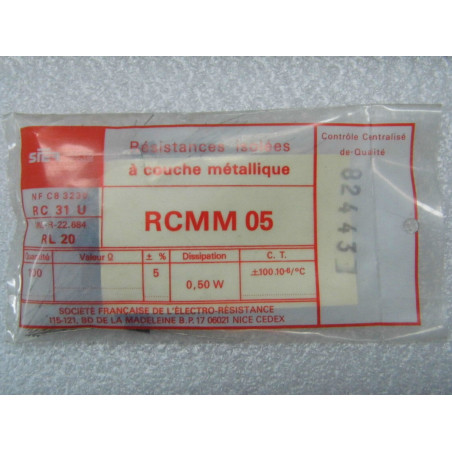 100 Résistances RCMM05 RC31U de 2R 2 ohms 1/2W 5% couche métal SFERNICE