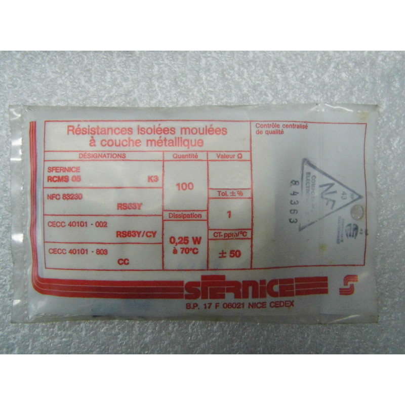 100 résistances RCMS05 RS63Y 1% 1/4W 50ppm 226k 226 k ohms Sfernice resistor