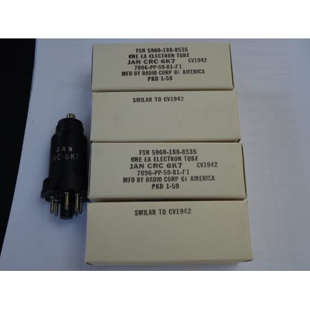 Lot x4 : TUBE VALVE JAN CRC 6K7 RCA ~ similar to CV1942 ~ MFD RADIO CORP AMERICA