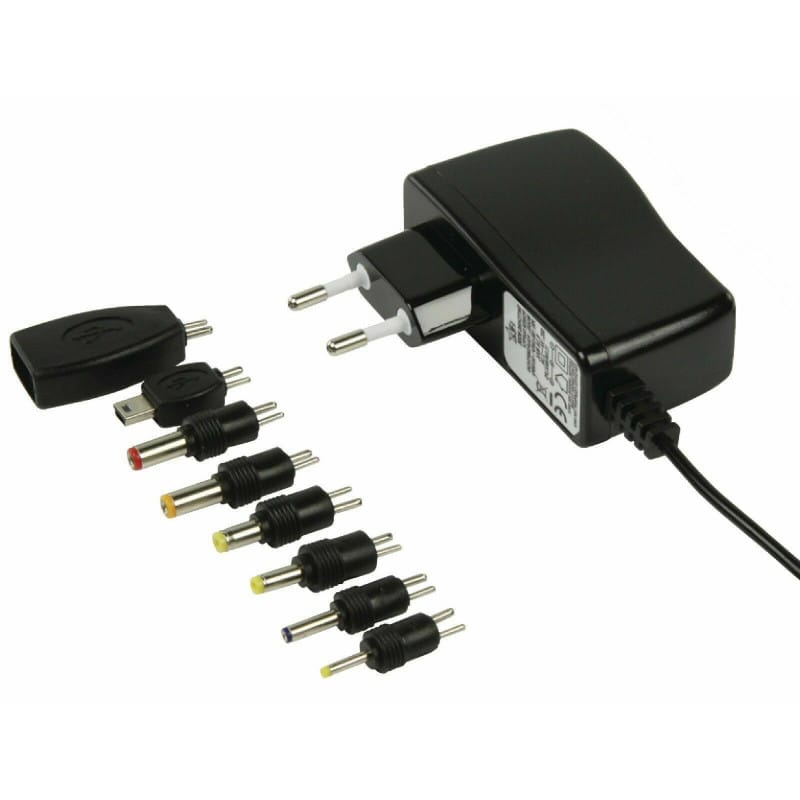 Adaptateur secteur alimentation AC DC 220V 5V 2.5A avec 8 embout interchangeable