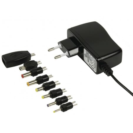 Adaptateur secteur alimentation 5V DC 2.5A avec 8 embouts dont ipod mini usb...