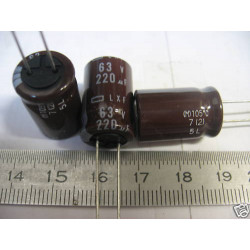 Lot de 20 - Capacitor condo condensateur 220µF 220MF 63V Radial 105°C