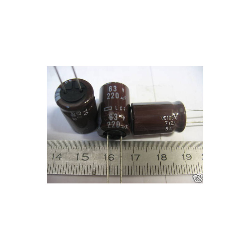 Lot de 20 - Capacitor condo condensateur 220µF 220MF 63V Radial 105°C