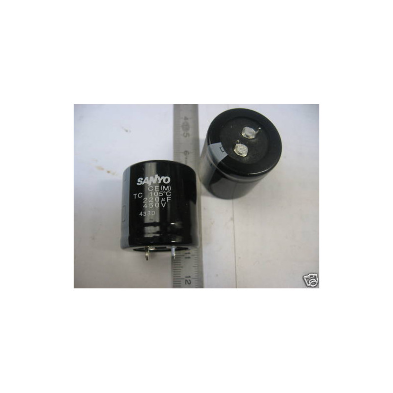 capacitor condo condensateur chimique 220µF 220uF 220MF 20% 450V Snap in Sanyo