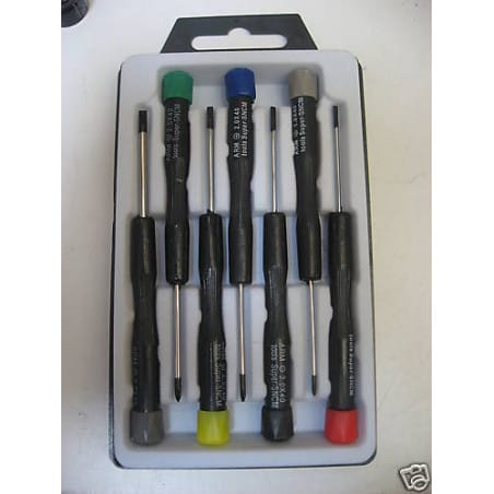 Coffret de 7 tournevis de Précision: 4 Plats, 2 Cruciformes et 1 Torx