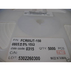 Bobine Résistances 0805 15 Ohms 5% CMS (SMD) FCR05JT150 (resistor)