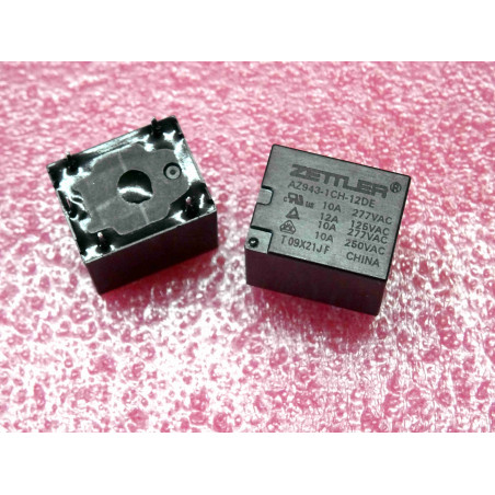 relais Zettler AZ943-1CH-12DE (étanche) ~ 12Vdc, 10A, 1CO, 1 form C, SPDT  ~ 18.5x15x15mm de haut (remplace JS1-12V-F AJS1311F)