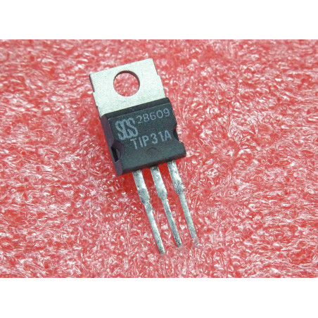 Lot de 2: transistor TIP 31 A ~ TIP31A Si NPN, Vce max 60V, Ic max 3A, hFE 20 ~ boîtier TO-220, SGS