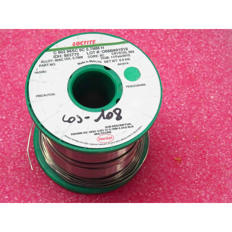 bobine de soudure sans plomb entamée henkel loctite multicore 96SC C502 5C 7/10 0.7mm 250gr