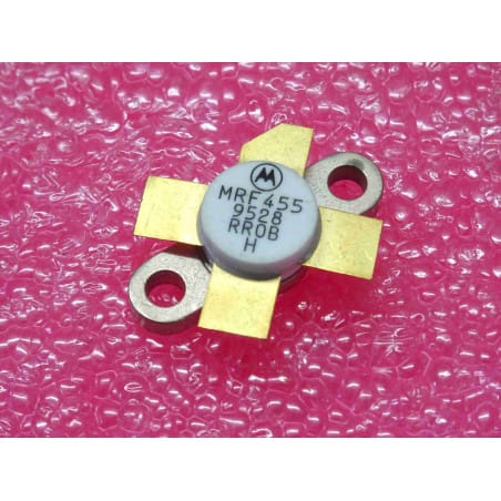 transistor MRF 455 ~ MRF455 ~ 60W 30MHz NPN silicon RF power transistor ~ Vce 18V , Ic 15A , hFE 10 ~ case 211-07 , motorola