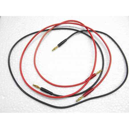 Lot de 2 (1noir +1rouge) fil câble cordon banane 2mm mâle/mâle de 60cm LK205-L multilam plug ~ 30Vac 60Vdc 10A