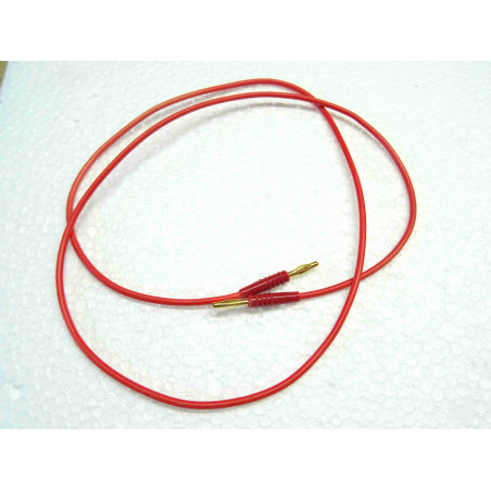 Lot de 2: fil câble cordon banane 2mm mâle/mâle rouge de 60cm LK205-L multilam plug ~ 30Vac 60Vdc 10A