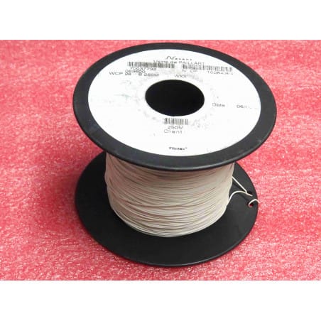 Lot de 500 mètres de fil WCP 28 blanc Filotex 10037732 (AWG 28, 0.08mm², 1x0.32mm, PVC, 1.05kg/km) en 2 bobines de 250m