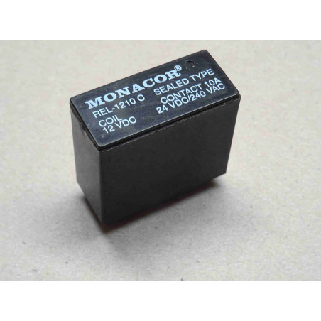 relais Monacor REL-1210C ~ 10A 24Vdc 240Vac , coil 12Vdc , 5-pin , sealed ~ 29x18x25mm