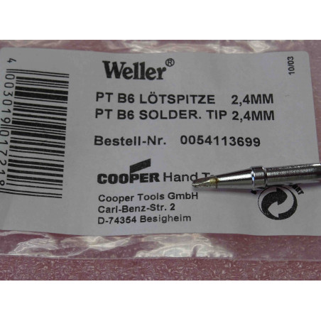 WELLER PTB6 PANNE A SOUDER TIP 310°C 2.4mm pour TCPS, TCP 12, TCP 24, FE 50M