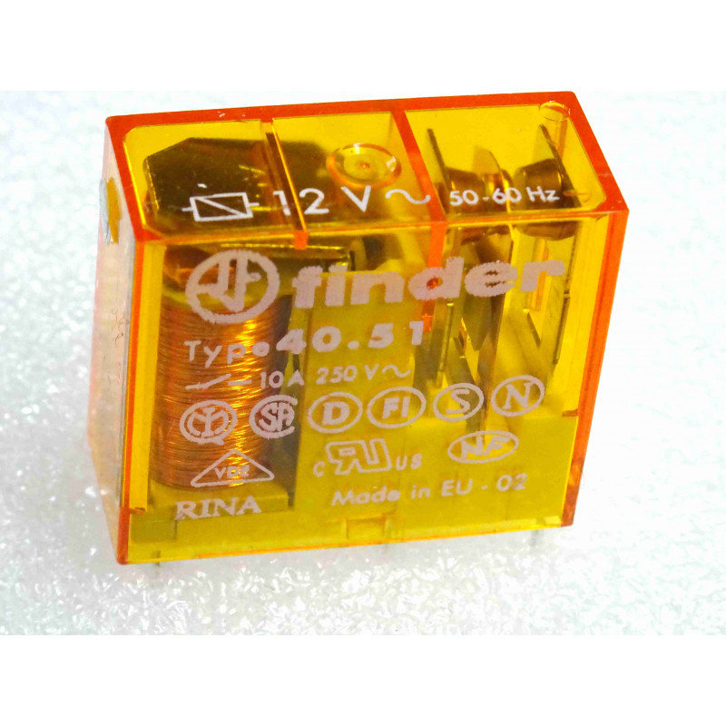 relais finder type 40.51.8.012 ~ 10A 250V , 1-pole , coil 12Vac (5R11)