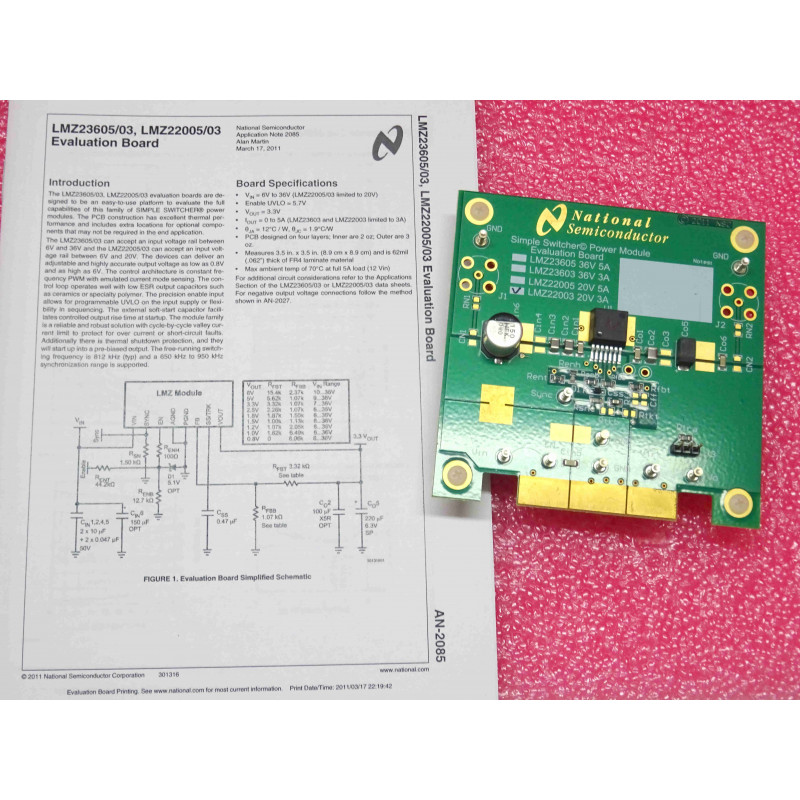 National Semiconductor LMZ22003 evalution board ~ simple switcher power module 20V 3A