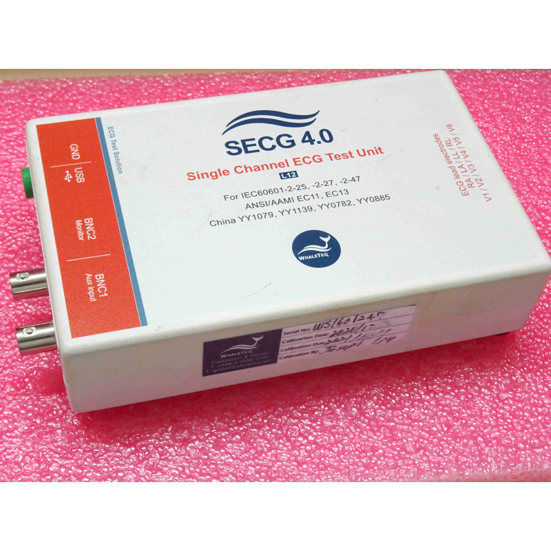 WhaleTeq SECG 4.0 single channel ECG Test Unit (boîtier seul, sans ECG breakout box [BB-C1] et câbles)