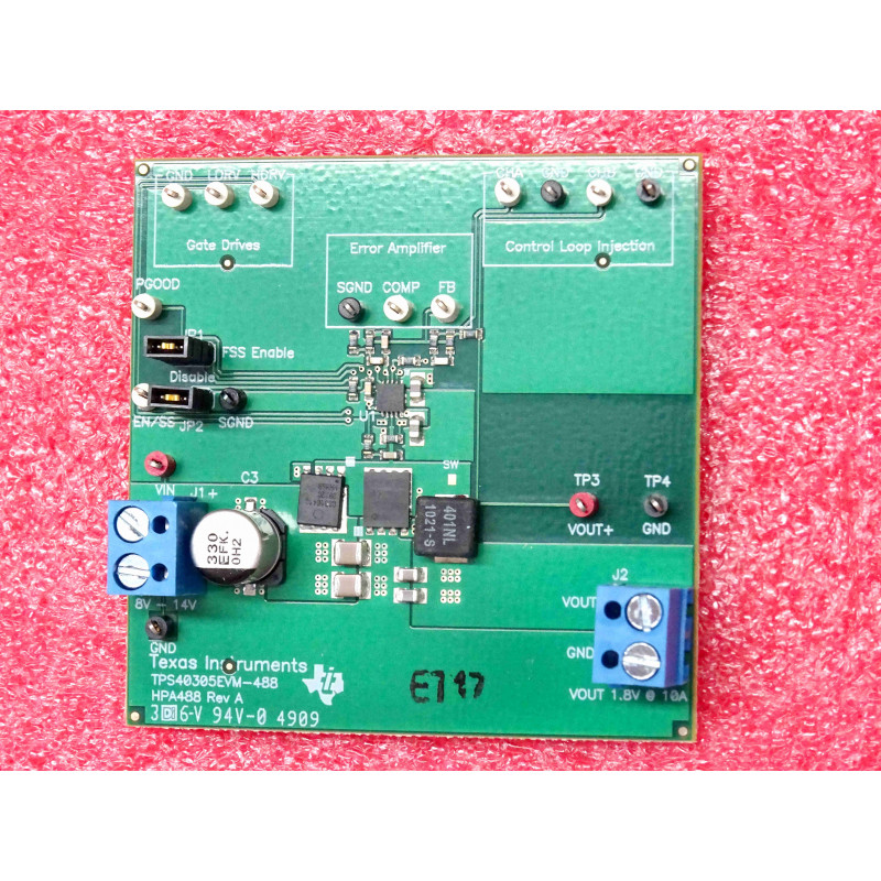 HPA448 revA evaluation board TPS40305EVM-488 evaluation module ~ 8-14V in,1.8V out Sync Buck Controller, 1.2MHz switching freq.