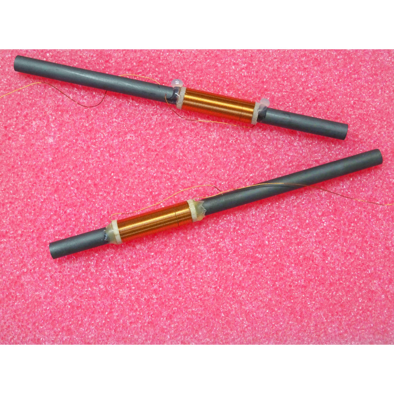 Lot de 2 batonnets de ferrite 200x10mm , avec bobinage fil Ø0.4mm sur 40mm de longueur