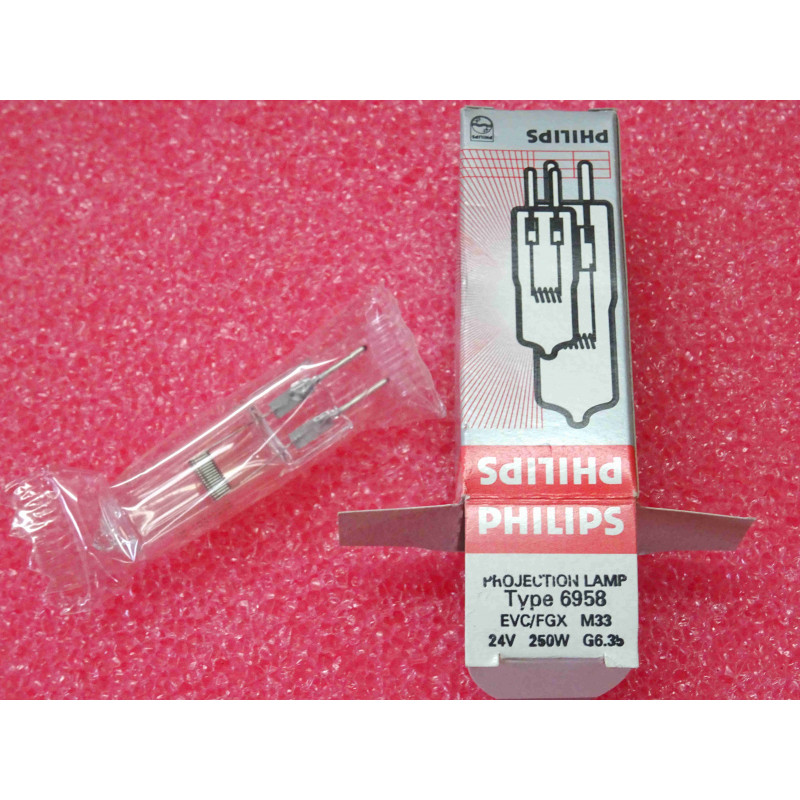 ampoule lampe halogène philips 6958 EVC/FGX M33 ~ 250W 24V ~ culot G6.35 (L2)