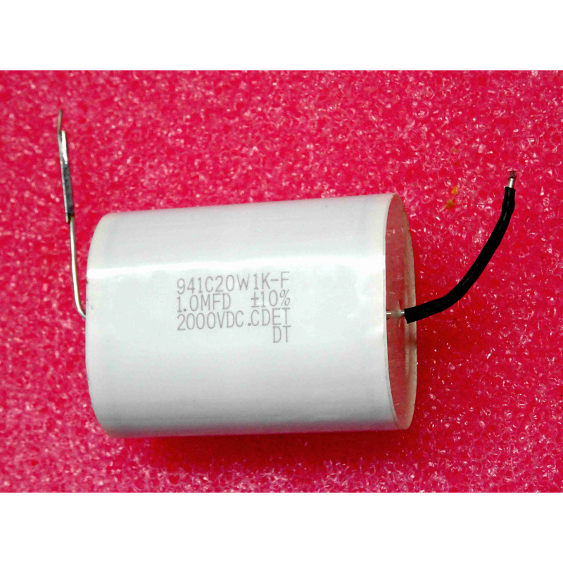 condensateur polypropylène métallisé axial 1µF 1uF 2000Vdc (500Vac) 10% 941C20W1K-F ~ 33.1x45.6x54mm ~ conforme RoHS