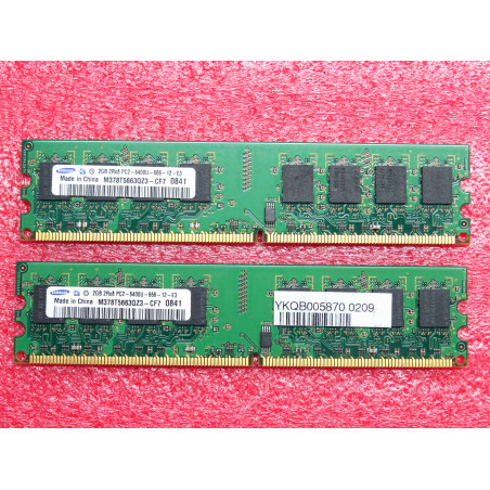 lot de 2 barettes de 2Go de RAM DDR2 samsung M378T5663QZ3-CF7 0841 2GB 2Rx8 PC2-6400U-666-12-E3