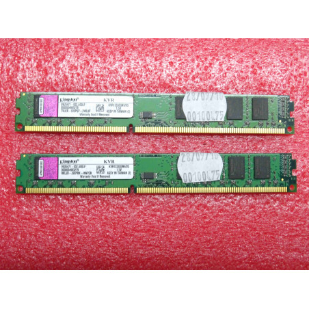 Lot de 2 barettes de 2Go de RAM DDR3 kingston KVR1333D3N9/2G 99U5471-002.A00LF 2Rx8 256Mx64-bit PC3-10600 CL9