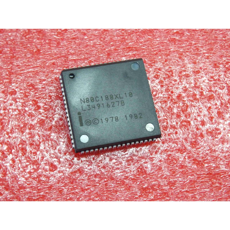 ci Intel N 80C188 XL -10 ~ ic N80C188XL10 ~ 10 MHz 16-bit microprocessor , 68-pin PLCC (5R6)