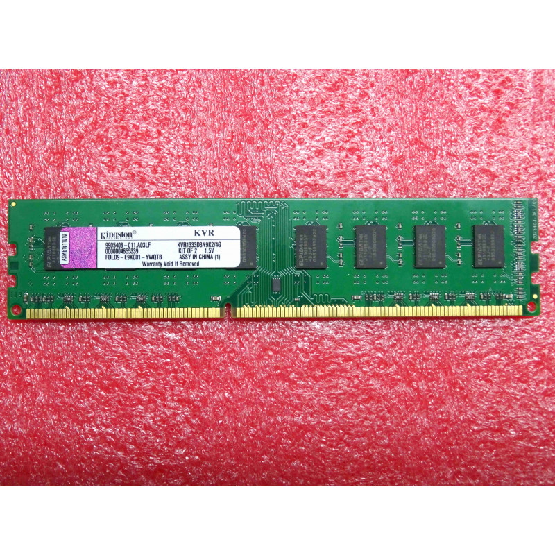 1 barette de 2Go de RAM DDR3 ~ kingston KVR1333D3N9K2/4G ~ 2GB 2Rx8 256Mx64-Bit PC3-10600 CL9 SDRAM 240-Pin DIMM