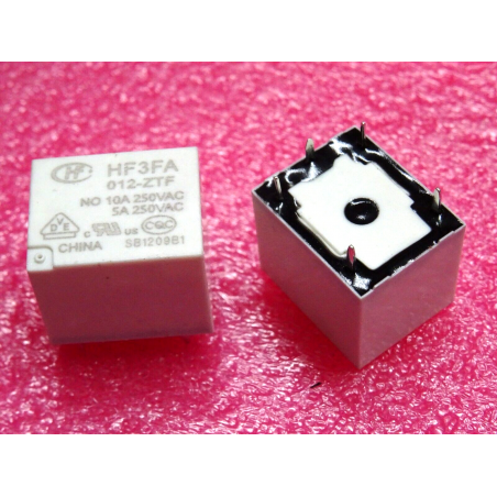 Relais HONGFA HF3FA-12VDC SPDT 10A 250Vac 5 pattes  1 CO form C Relay HF3FA/012