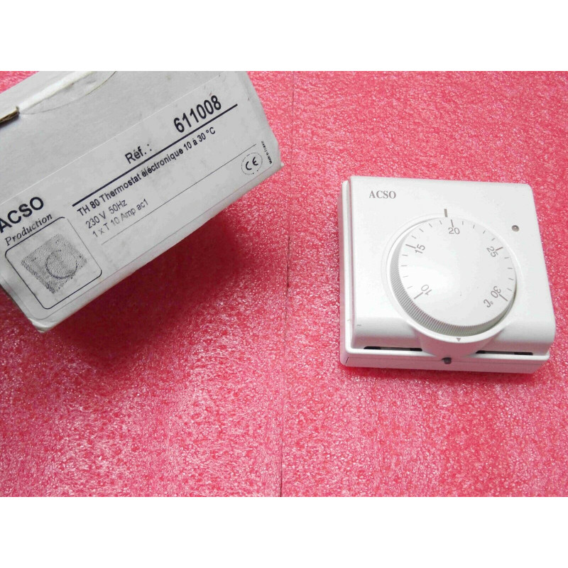 ACSO 611008 TH80 thermostat électronique 10-30°C 230v 50Hz .5VA, 1 T - 10A, IP20