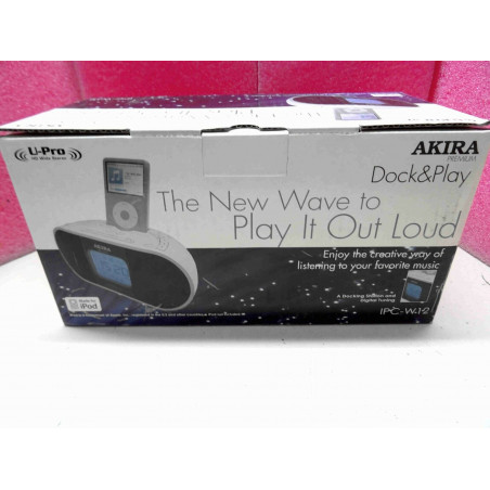 akira IPC-W12 station d'acceuil iPod, radio FM, réveil, MP3 aux-in, 8w