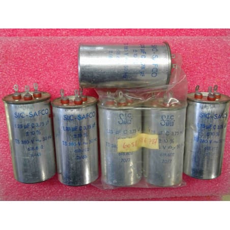 Lot de 6 condensateurs : 1.25µF + 3.75µF 380v 50hz 618.602 sic safco Ø45mm H88mm