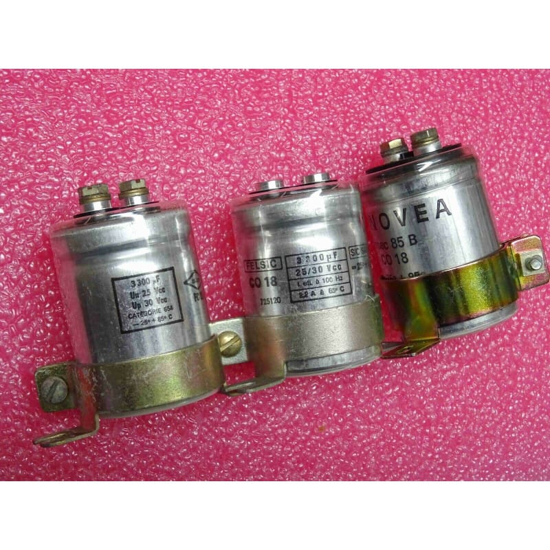 Lot de 3 condensateurs 3300µF 25v 85°C: NOVEA CO18 ~ micro FC85 ~ sic-safco CO18