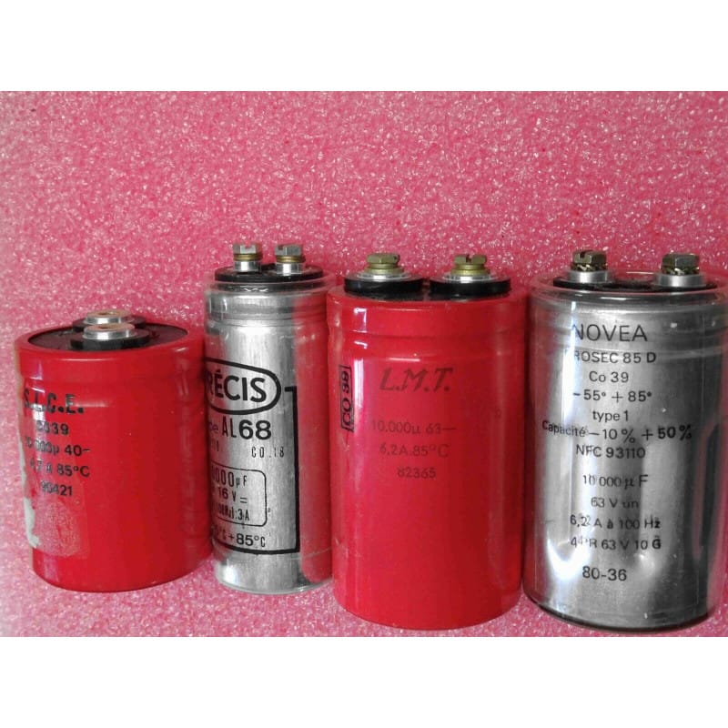 Lot de 4 condensateurs 10000µF:40v CO39,16v AL68 CO18,63v CO39,63v CO39 NFC93110