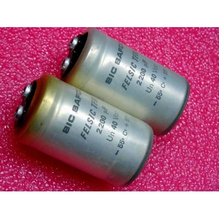 Lot de 2 condensateurs 2200µF 40v 85°C sic-safco felsic TFRS ~ Ø36mm H63mm