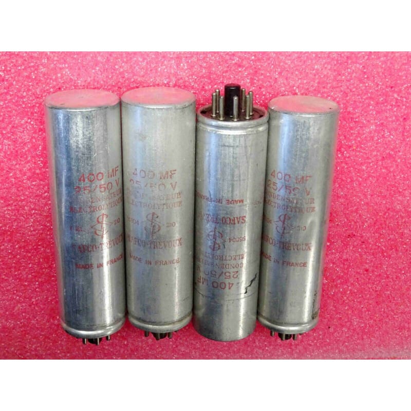 Lot de 4: condensateur 400µF 25v 56804 safco-trévoux à 8 pattes ~ Ø:35mm H:120mm