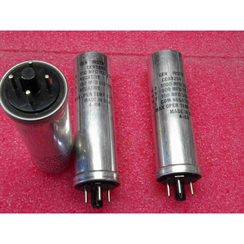 Lot de 3 condensateurs 85°C:1000µF 3v+300µF 75v+150µF 350v,100µF 150v+100µF 150v