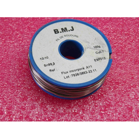 bobine de fil soudure BMJ sans plomb 100g 10/10 ESP012 1mm Sn99.3 Cu0.7 flux A11