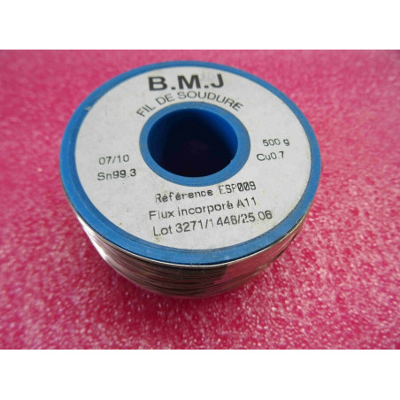 bobine fil soudure BMJ sans plomb de 500g 7/10 ESP009 .7mm Sn99.3 Cu0.7 flux A11