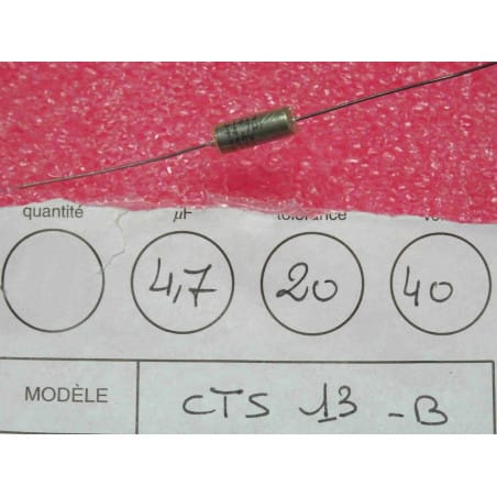 Lot x5 : condensateur tantale CTS13 4.7µF 20% 40v ~ 12x4mm